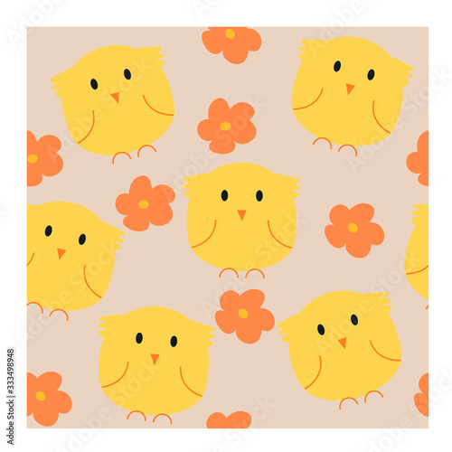 Seamless pattern with little chick