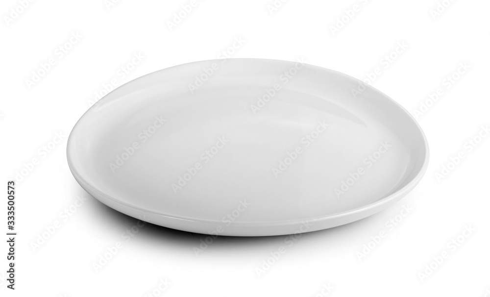 empty white plate isolated on white background empty white plate isolated on white background