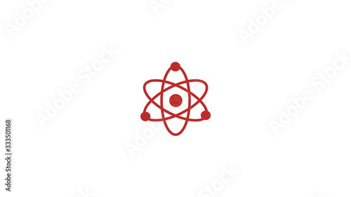 Red atom icon on white background,Atom icon