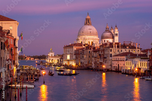 Grand Canal and Santa Maria della Salute on sunset. Venice, Italy. picture with long exposure © ver0nicka