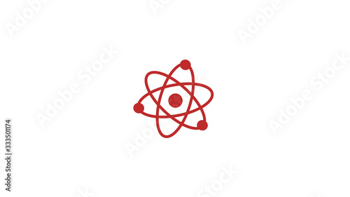 Red atom icon on white background,Atom icon