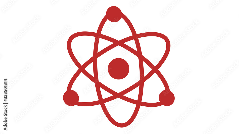 Red atom icon on white background,Atom icon Red atom icon on white background,Atom icon