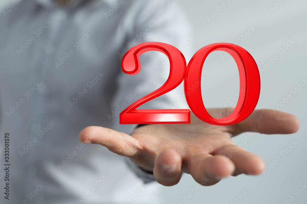 20 Anniversary 3d numbers. Poster template for Celebrating 20 anniversary event party. 20 Anniversary 3d numbers. Poster template for Celebrating 20 anniversary event party.