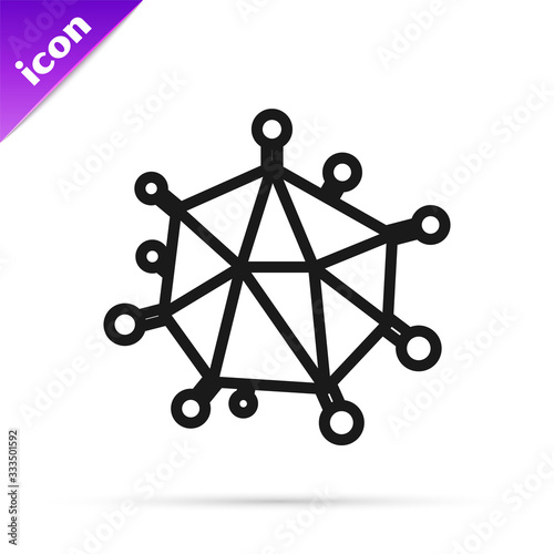 Black line Virus icon isolated on white background. Corona virus 2019-nCoV. Bacteria and germs, cell cancer, microbe, fungi. Vector Illustration