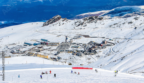 SIERRA NEVADA, SPAIN - FEBRUARY 10: The ski resort of Sierra Nevada is one of the best in Spain for winter sports. photo