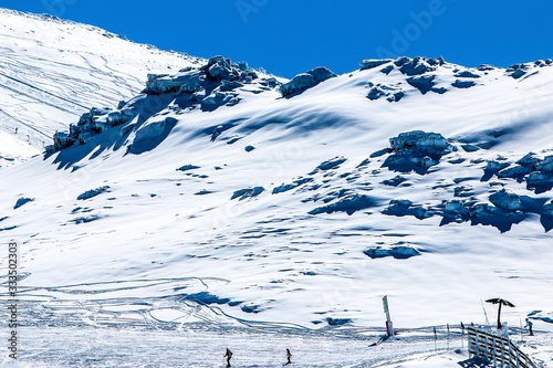 SIERRA NEVADA, SPAIN - FEBRUARY 10: The ski resort of Sierra Nevada is one of the best in Spain for winter sports.