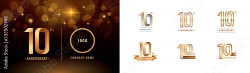 Set of 10th Anniversary logotype design, Ten years Celebrate Anniversary Logo photo