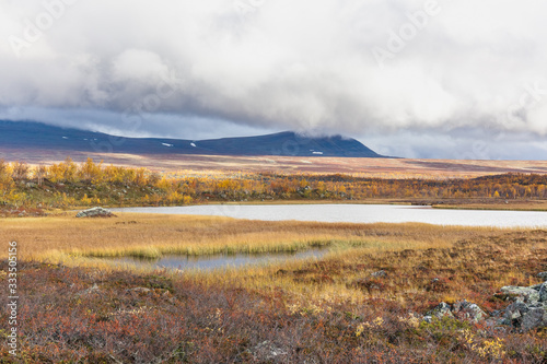 Blue lake in the Arctic mountains of a Sarek National Park. © Tatiana