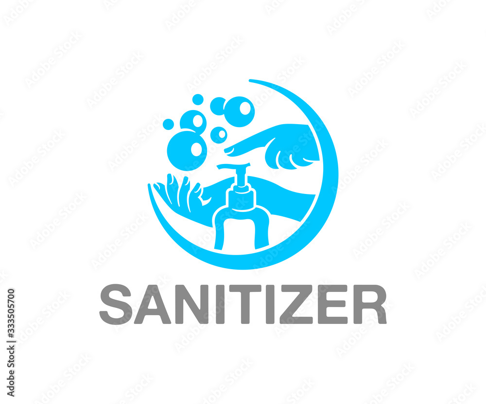 Hand sanitizer and hand washing, logo design. Hygiene, cleanliness and health, vector design and illustration