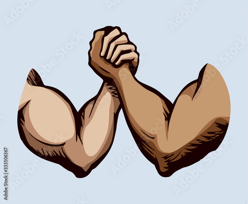 Hand wrestling contest. Vector drawing © Marina