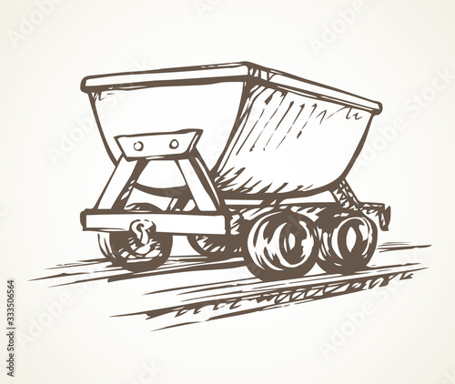 Iron miner's trolley. Vector drawing