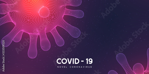 Coronavirus, virus strain of MERS-Cov and Novel coronavirus 2019-nCoV, Covid-19. Vector concept of dangerous virus, 3d grid texture.