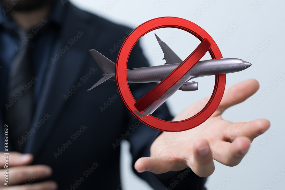 No flying symbol on white background with prohibit sign vector on ...