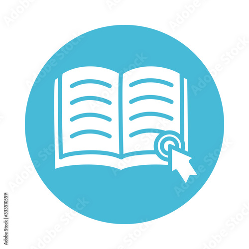 electronic book with mouse arrow education online block style