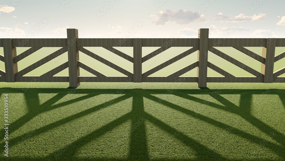 Obraz premium Fence in Nature 3D Rendering