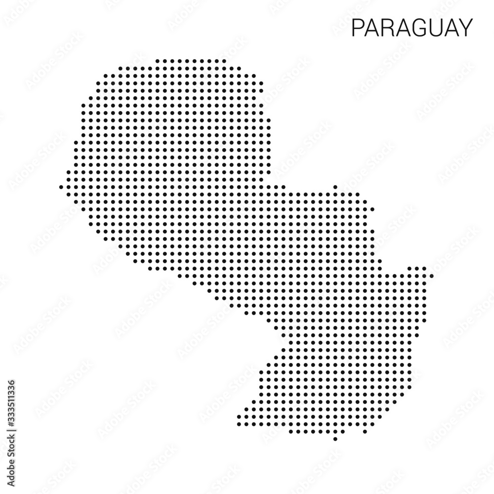 Paraguay map dotted on white background vector isolated. Illustration for technology design or infographics. Isolated on white background. Travel vector illustration