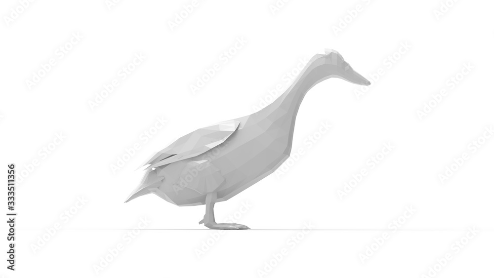 3D rendering of a duck bird animal small white model isolated on white 3D rendering of a duck bird animal small white model isolated on white