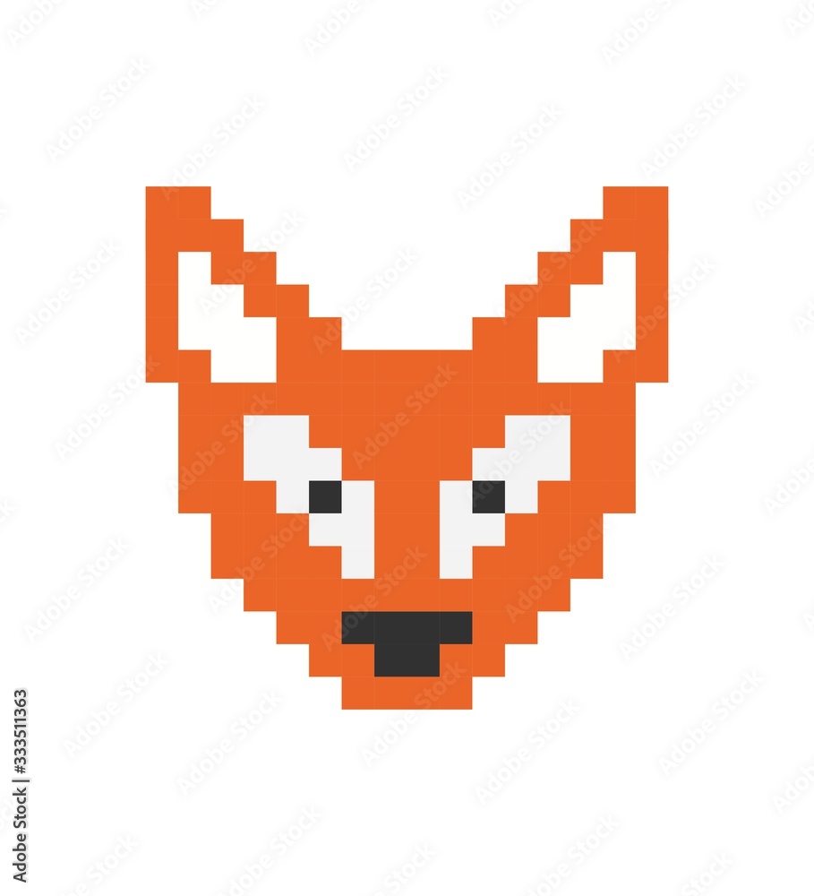 Obraz premium Pixel Art Fox Big Head 