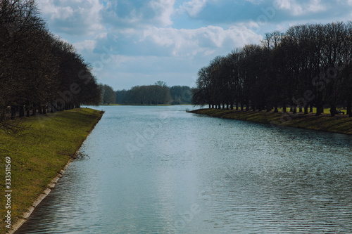 View of a river running into a lake
