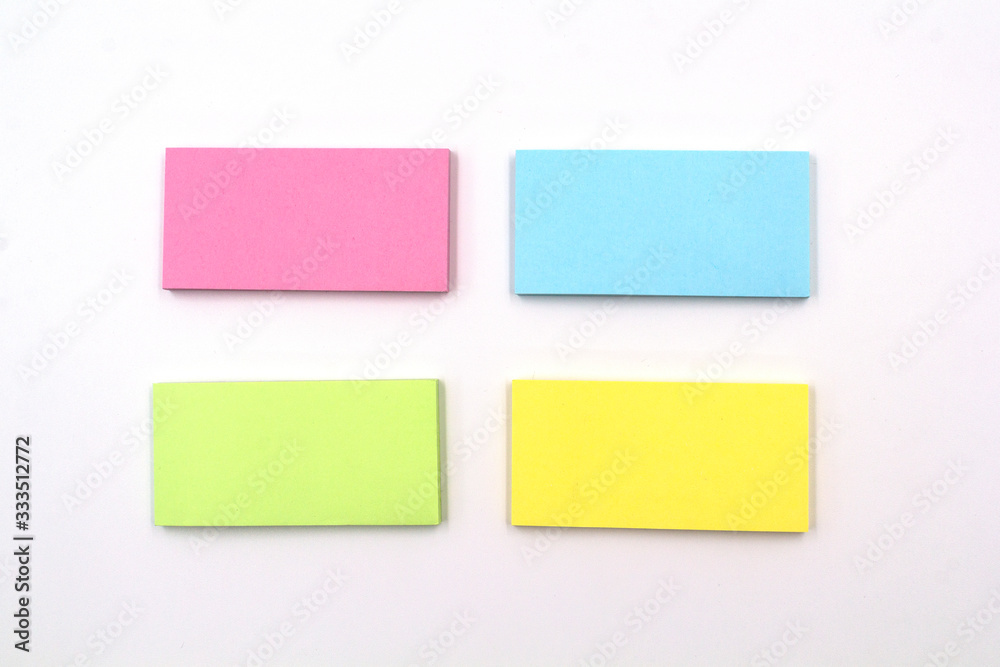 collection of colorful paper note on white background