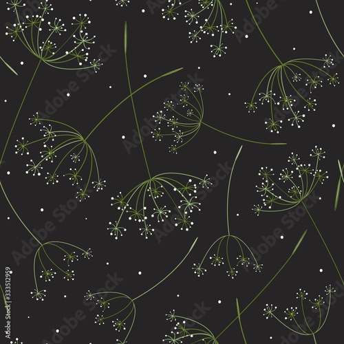 Seamless pattern with stylized umbel flowers photo