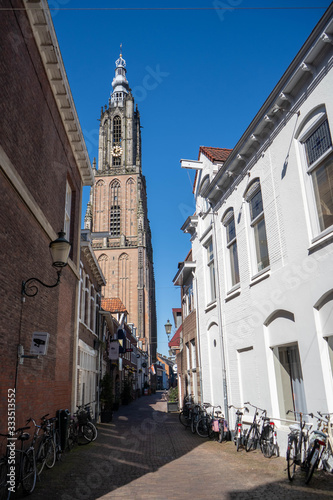 Amersfoort, Netherlands - 23 march 2020: Empty city streets due to people self isolating because of the corona virus