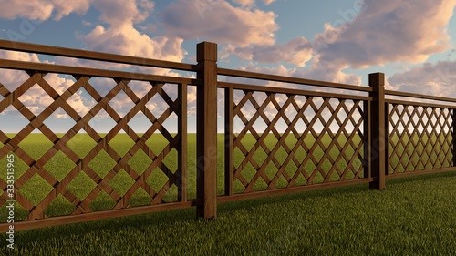 Fence in Nature 3D Rendering