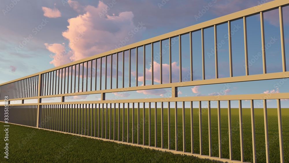 Fototapeta premium Fence in Nature 3D Rendering