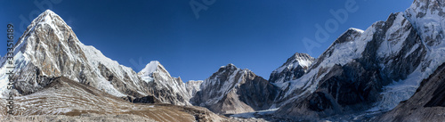 Panorama everest region mountains in winter