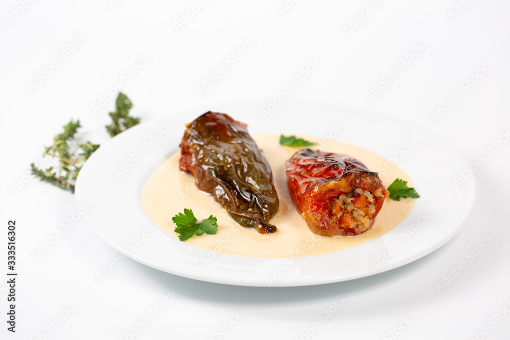 Stuffed peppers with minced meat and rice