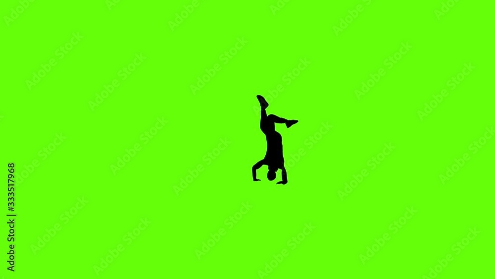 Breakdancer silhouette dancing, slow motion, Green Screen Breakdancer silhouette dancing, slow motion, Green Screen