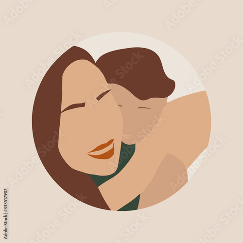 Mother and Son. Mother's Day Vector Illustration.