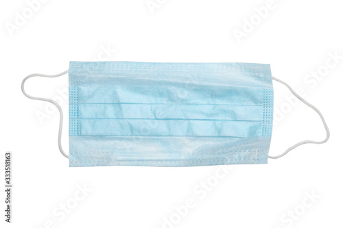 Medical mask color for protection against flu and coronavirus. Surgical protective mask. Medical respiratory bandage face on white background. prevention of the spread of virus and pandemic COVID-19.
