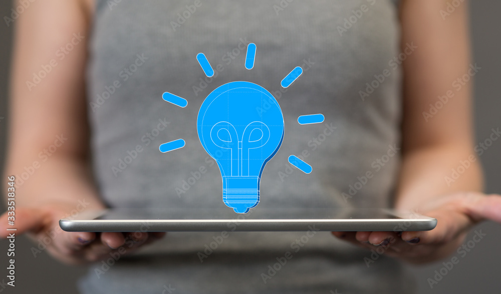 idea lamp concept in hand. idea lamp concept in hand.