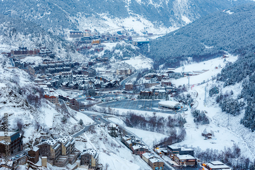 Cityscape in winter of Ransol, El Tarter and Soldeu in Andorra. photo