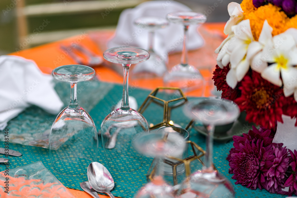Table decorations for a lavish and festive dinner. Table decorations for a lavish and festive dinner.