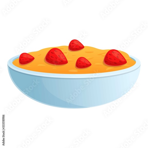 Muesli bowl icon. Cartoon of muesli bowl vector icon for web design isolated on white background