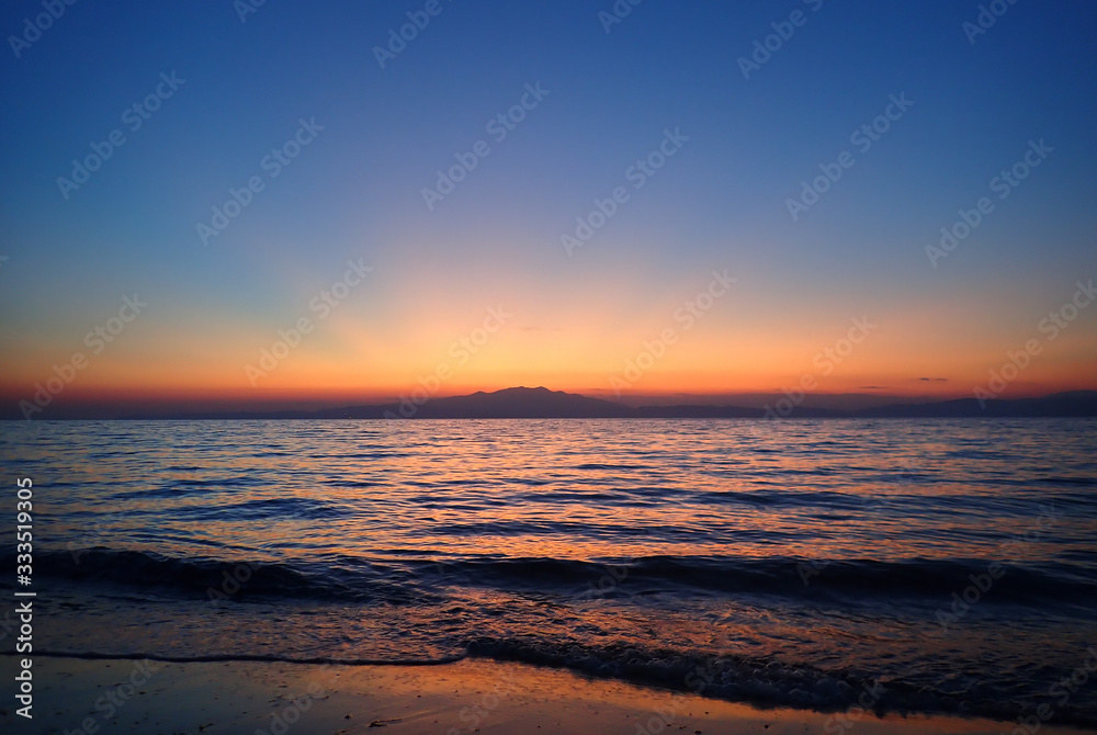 sunset over the sea in Thasos island  - Greece