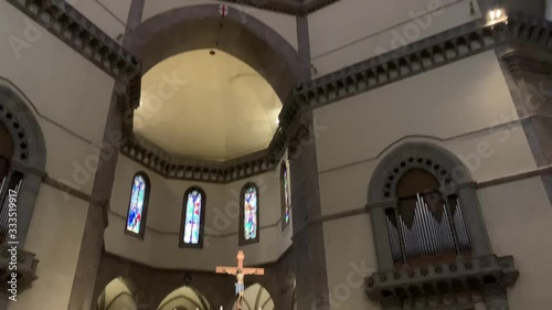 FLORENCE, ITALY - JANUARY 26, 2020. Cattedrale di Santa Maria del Fiore temple. Florence Cathedral in Tuscany, Italy. Famous historical and cultural destination.