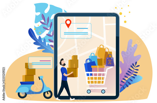Concept illustration of e-commerce and delivery