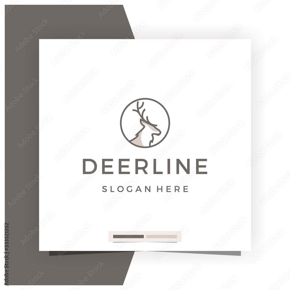 Deer Head Line Logo Design Inspiration Vector Stock - Premium Vector