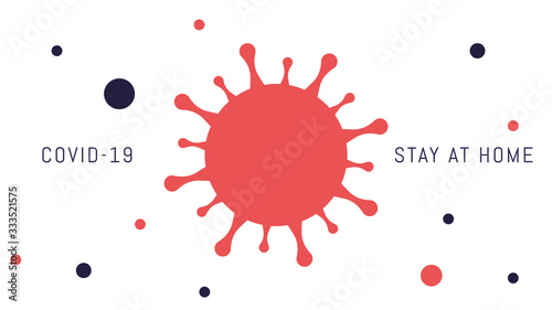 Coronavirus Bacteria Cell Icon Stay at home Concept. Web Banner COVID-19.