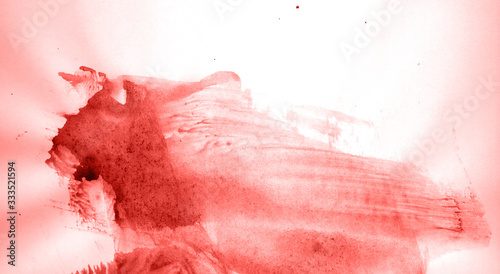 Abstract watercolor background hand-drawn on paper. Volumetric smoke elements. Red color. For design, web, card, text, decoration, surfaces. © colorinem