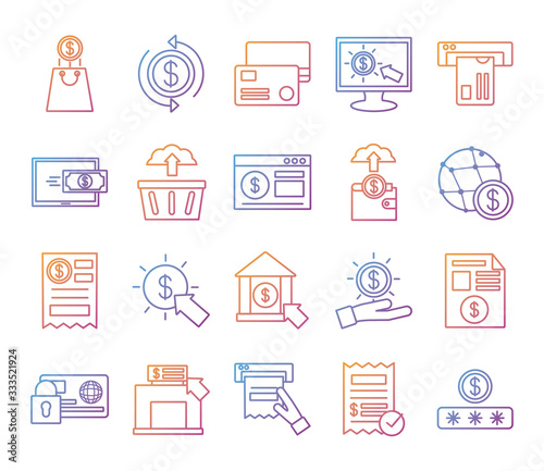bundle of Payment online set icons