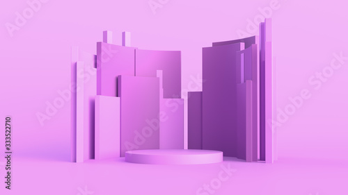 3d abstract background with pedestal. Simple shapes  smooth light  soft shadows. Roughness materials...