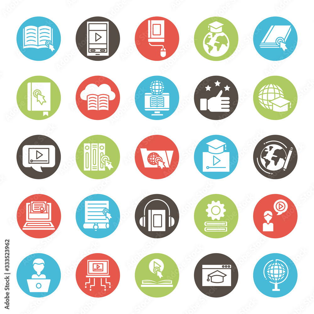 bundle of education online set icons bundle of education online set icons