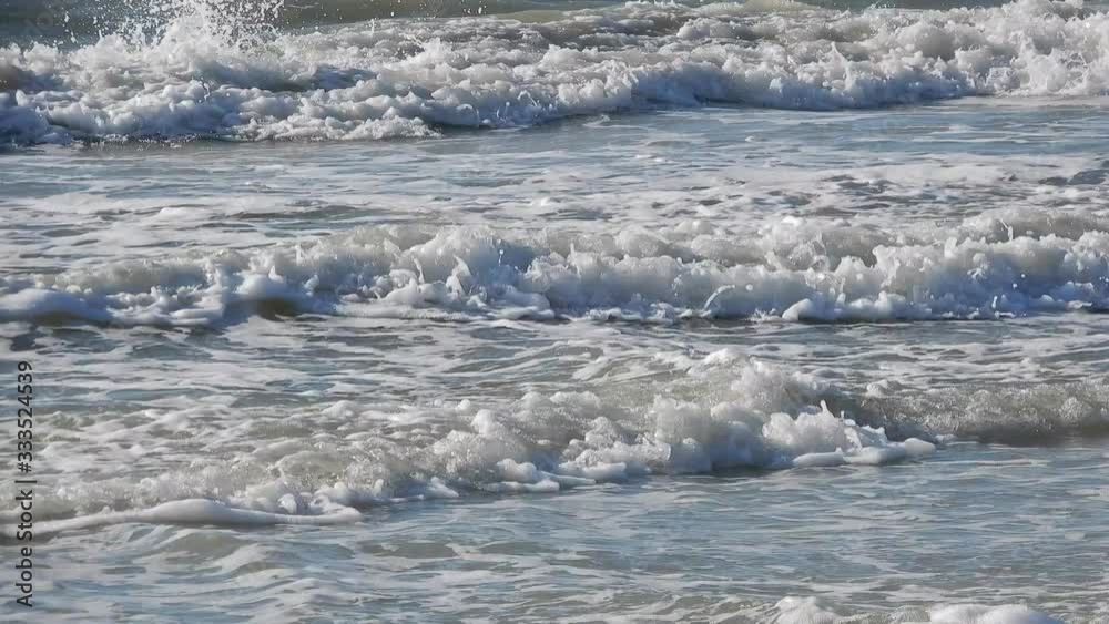 Ocean Waves With Froth Sea Foam On Windy Day Ocean Waves With Froth Sea Foam On Windy Day