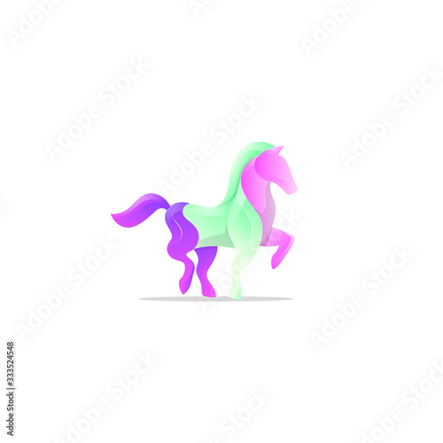 Colorful Horse Logo Design. Gradient Style Animal logo