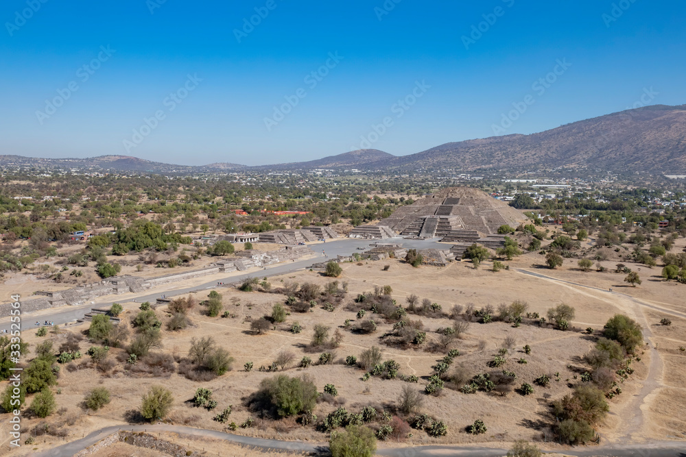 Sunny high angle view of the famous Pyramid of the Moon