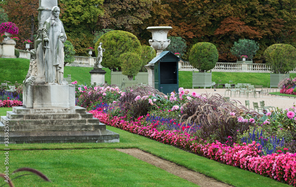 Luxembuorg Gardens in Paris, France. September 2019